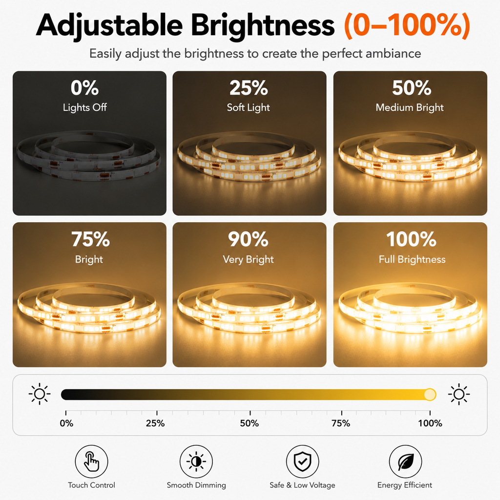 USB COB LED Light Strip – Touch Dimmable, Ultra Bright, Flexible Lighting