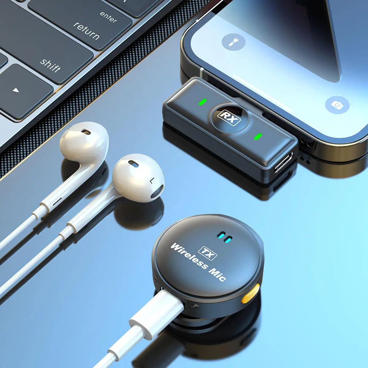 Wireless Lavalier Microphone – Noise Cancelling Mini Mic for iPhone & Android (J6)