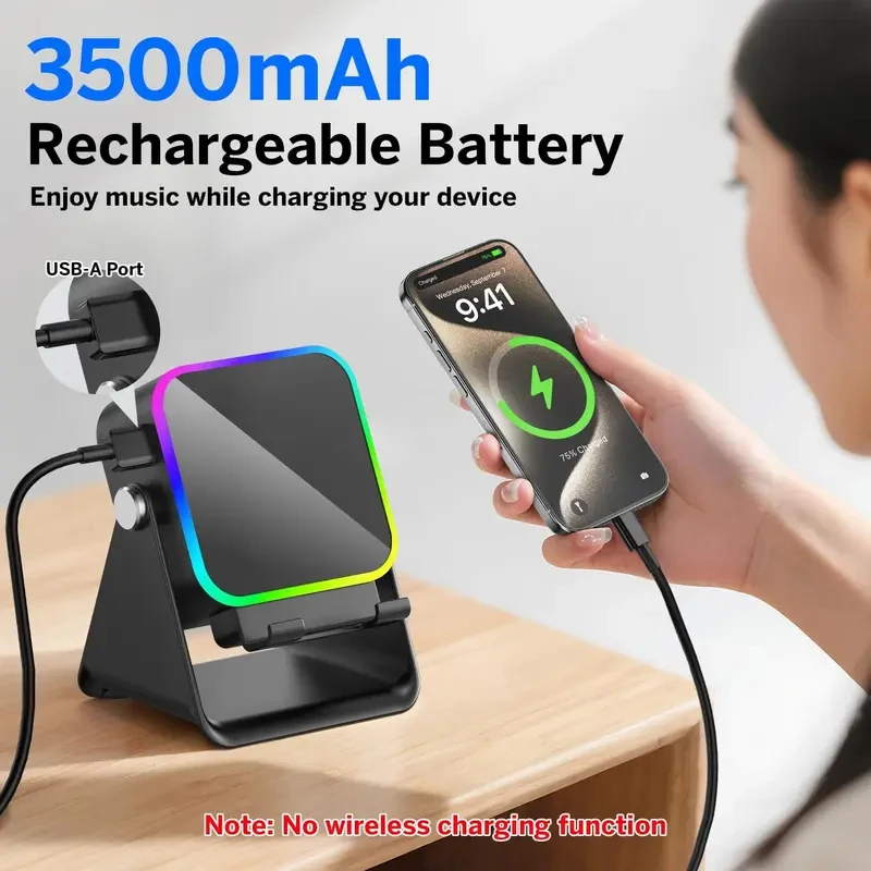 5-in-1 Wireless Speaker Phone Stand – RGB Light, Bluetooth Audio & Charging Dock