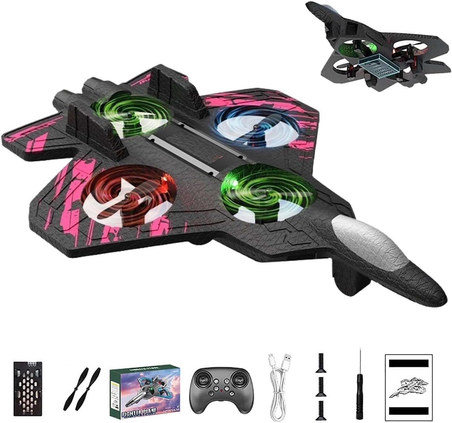 RC Stunt Fighter Drone 2.4G Remote Control LED Flying Plane Toy Kids Adults UK - Faraib Enterprise