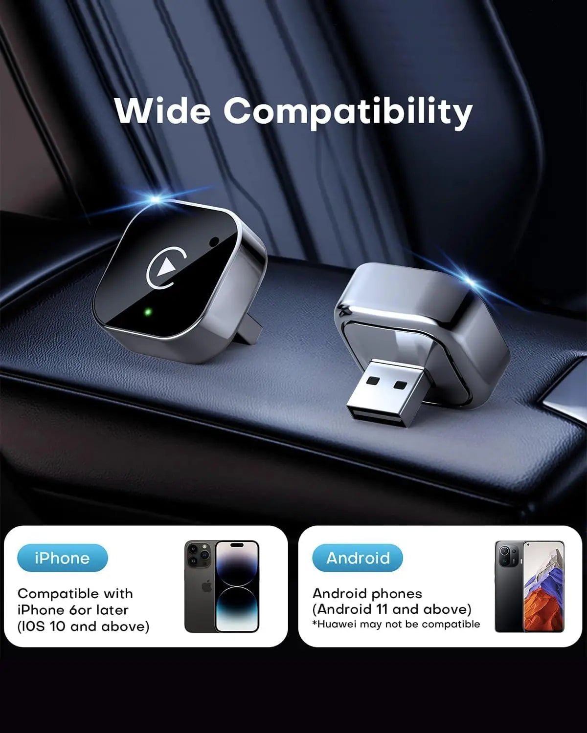 Wireless CarPlay & Android Auto Adapter — Plug & Play, No App Needed - Faraib Enterprise